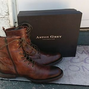 Leather Aston Gray brown boots